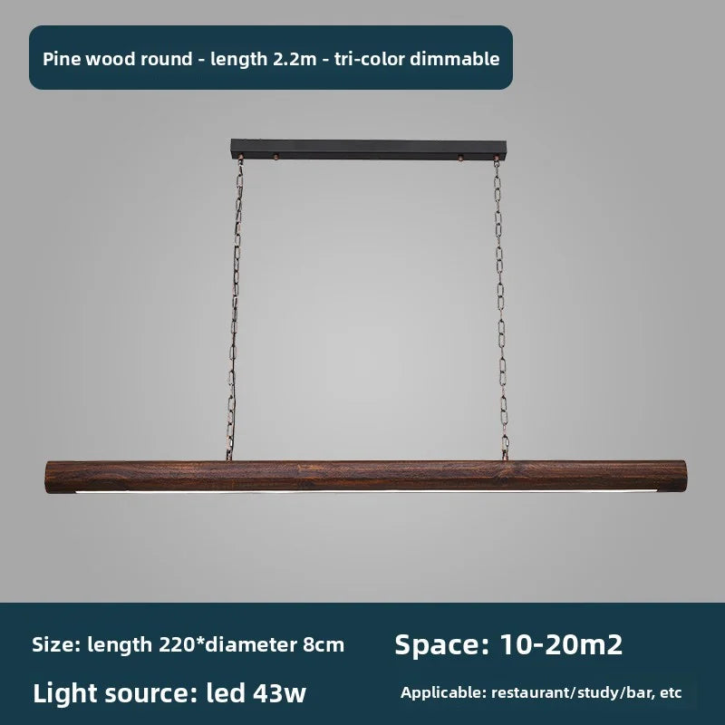 New Solid Wood Chandelier For Modern Minimalist Dining Bar Single-Line Chandelier For Tea Room Wooden Long Chandelier For Lounge