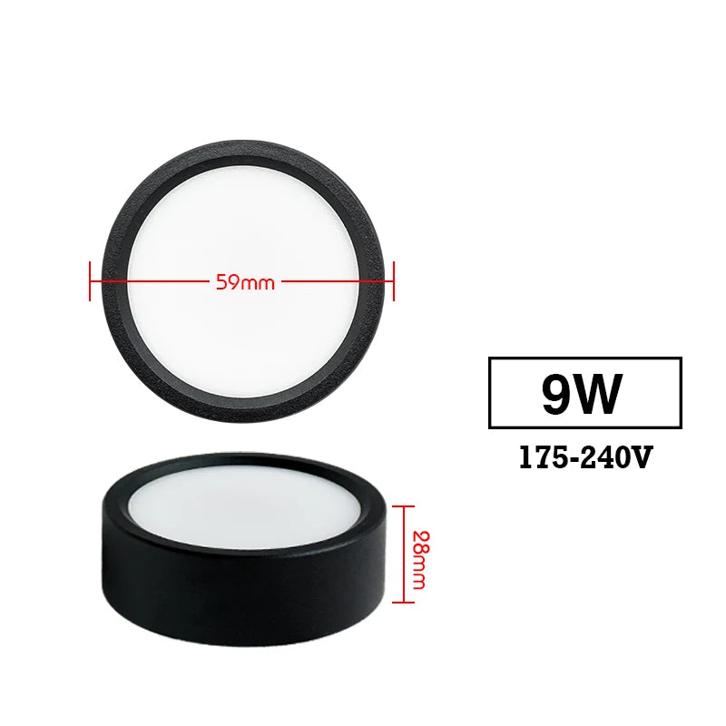 Led Downlights 220V Ceiling Spot Lamp 9W 12W 18W Down Light Surface Mounted Panel Lighting Kitchen Fixture for Room Home Decor