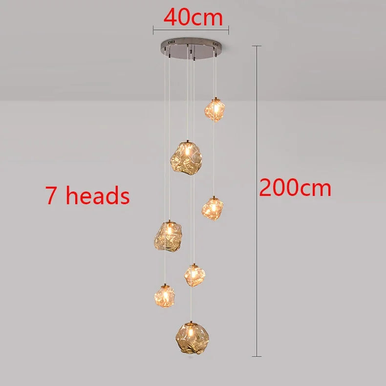 Nordic Creative Modern LED Light Chandeliers Irregular Lampshade Art Living Room Stair Pendant Light Living Room Home Decor
