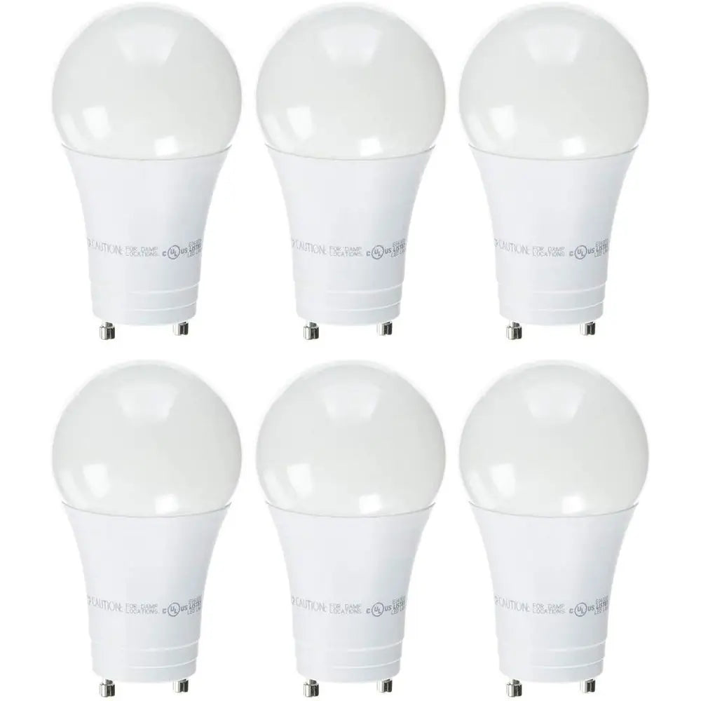 60W Equivalent GU24 Base A19 LED Light Bulbs, Soft White, 6-Pack