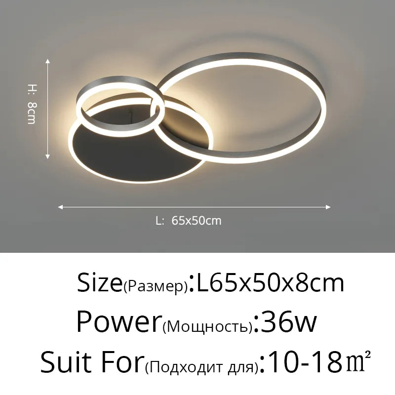 New Modern LED Chandelier Lighting For Living Study Bedroom Lamps Indoor Lighting Round Rings Foyer Luster Chandeliers Luminaire
