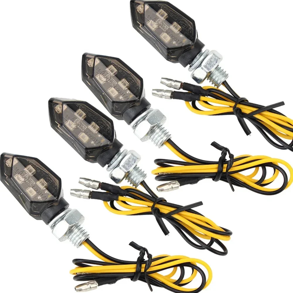 Super Bright Mini LED Motorcycle Turn Signal Lights (2/4 Pcs) - Universal Amber Blinker Indicator Lamps for Motorbike & Scooter