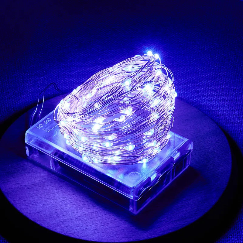 Battery Powered LED Silver Wire String Lights - 1M 2M 5M 10M Fairy Garland