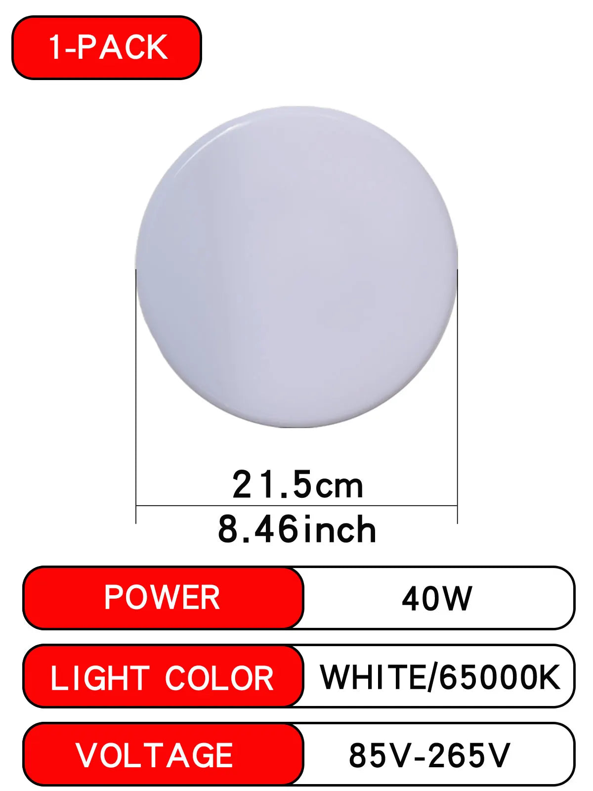 E27 LED Flying Saucer Bulb (30W/40W/60W) - 6500K Daylight Energy Saving Flat Ceiling Light Lamp for Garage & Home