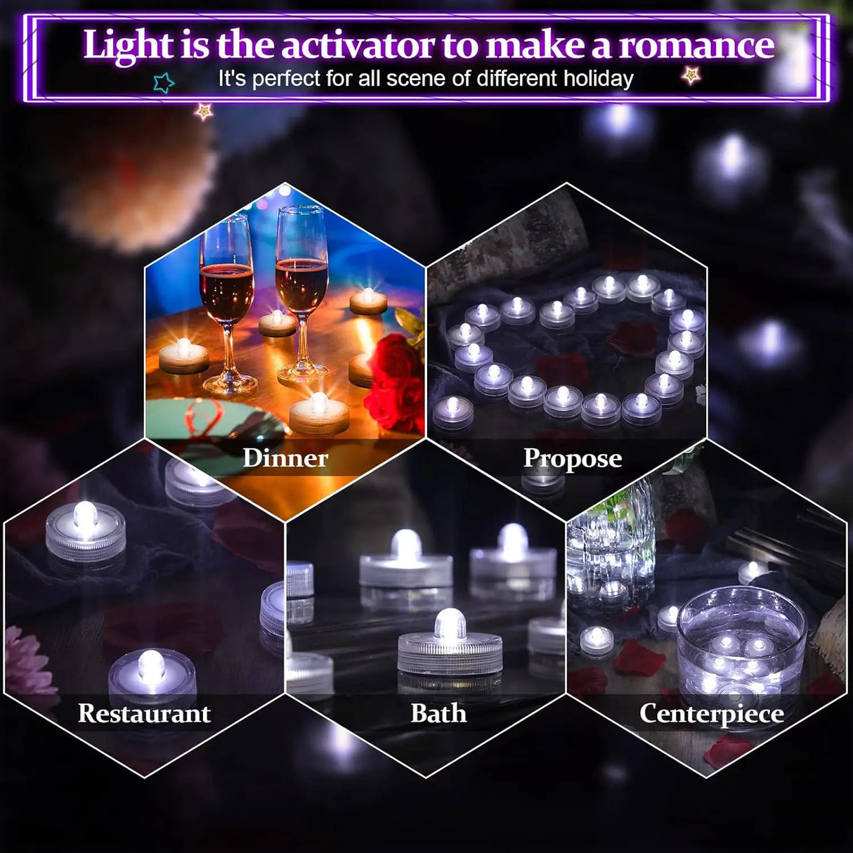 Waterproof LED Flameless Tealight Candles - Submersible Underwater Pool & Party Lights