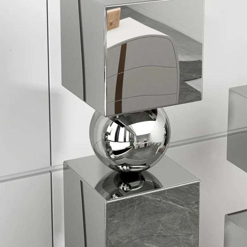Stainless Steel Sculptures Modern Minimalist Floor Decoration Sculptures Creative Geometric Art Large Figurines Home Ornaments