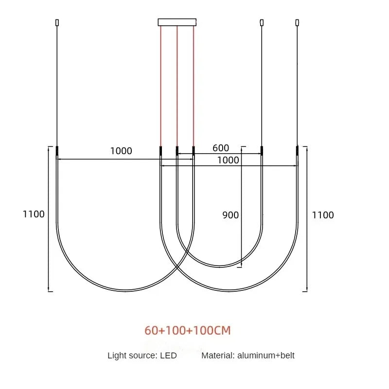Minimalist Line Restaurant Chandelier Nordic Designer Creative Belt Art Villa Living Room Staircase Pendant Lights Home Decor
