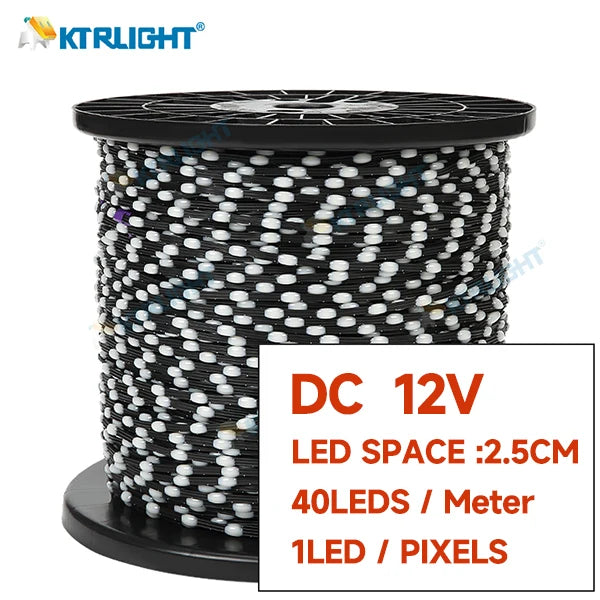 DC12V WS2811 3-Pin Addressable RGB Fairy Lights (IP68 Waterproof) - Black Wire Pixel String for Room & Outdoor Holiday Decor