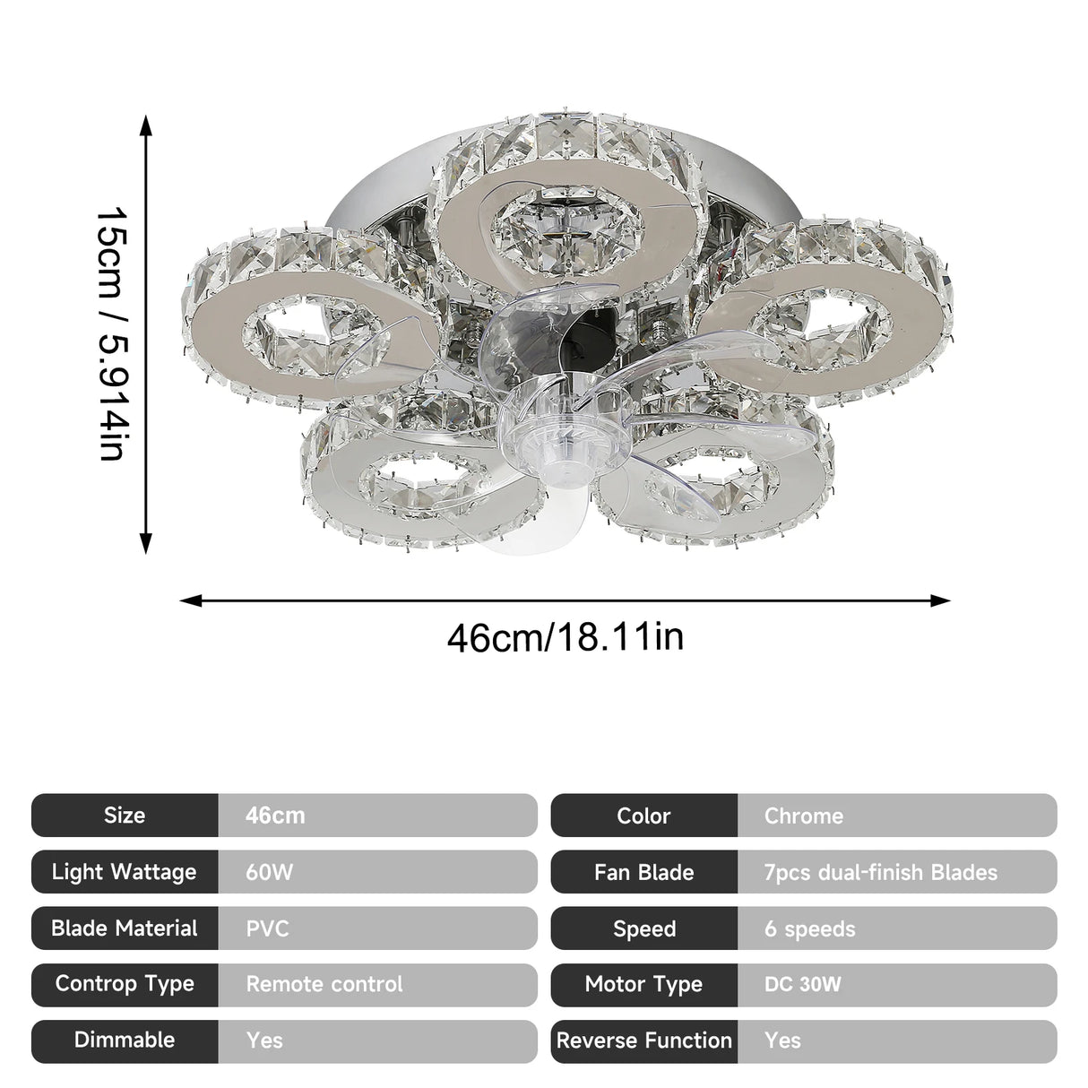 Modern Ceiling Fan Light Led Fan Lamp Smart APP RC Luxury Crystal Chandelier Home Decor Appliance Fixture Living Dining