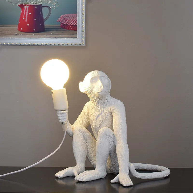 Nordic Resin Monkey Wall Lamp, Creative Animal Rope Light for Kids Room, Restaurant, Bar & Corridor Decoration