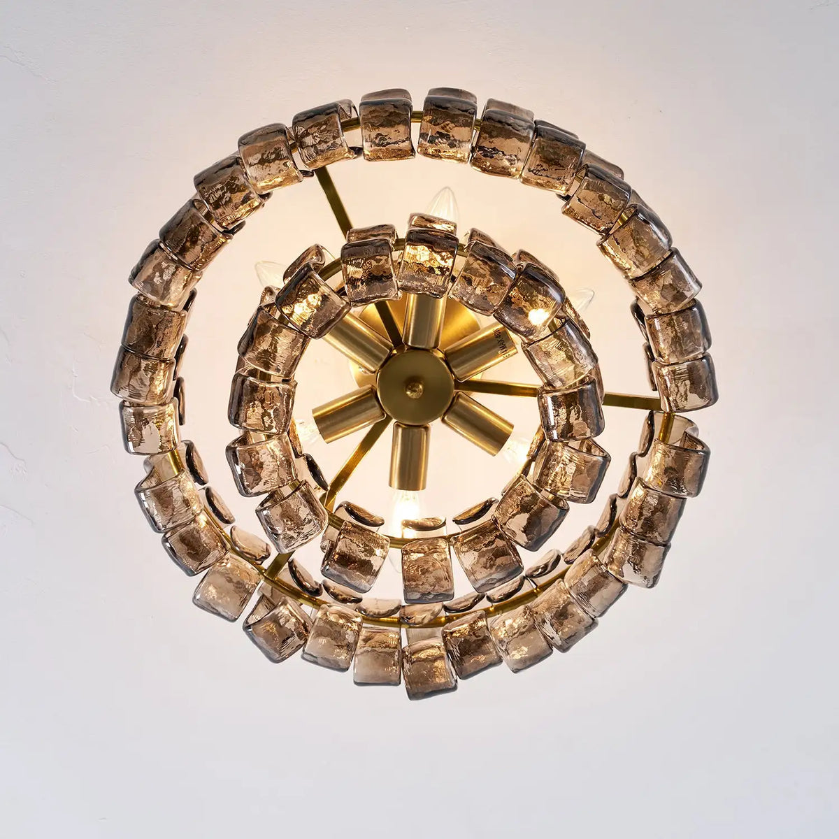 Italian Murano Glass Ceiling Chandelier Light - Handcrafted Luxury Flush Mount Pendant Fixture for Living Room, Bedroom & Restaurant Decor