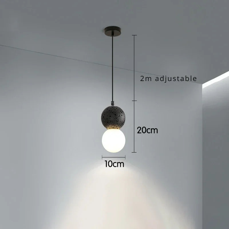 Modern Minimalist Resin Honeycomb Stone Design LED Warm White Light Single Bedside Dining Pendant Lamp Glass Ball Pink Fixture