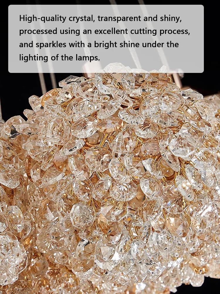 Light luxury crystal living room bedroom chandelier crystal premium chandelier