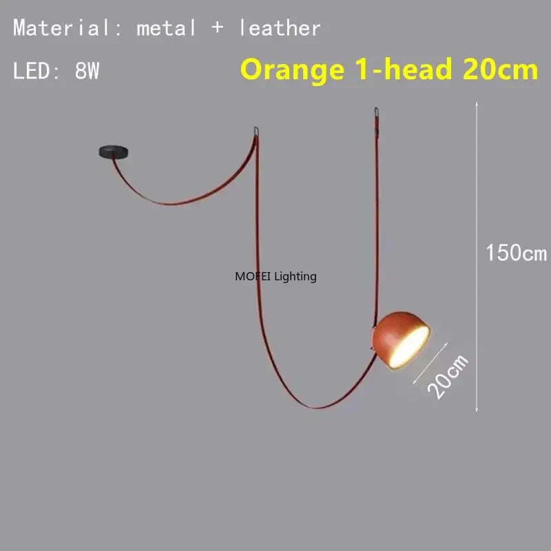 Italian Designer Leather Pendant Lamp Nordic LED Ceiling Chandelier Duplex Home Living Dining Room Hanging Lights Modern Fixture
