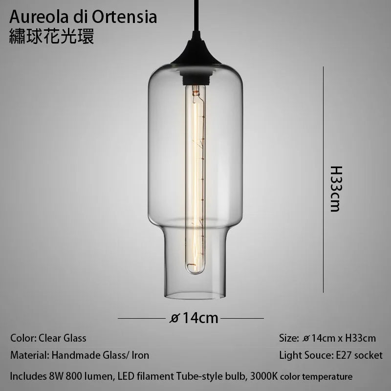Caren Lighting handmade Glass Modern Nordic hanging loft Glass Pendant Light decor Lights Fixtures led filament dinningroom Lamp