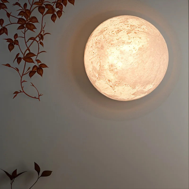 Creative 3D Printing Moon Wall Lamps Modern Living Room Background Wall Decoration Hallway Aisle Stair Bedroom Bedside Wall Lamp