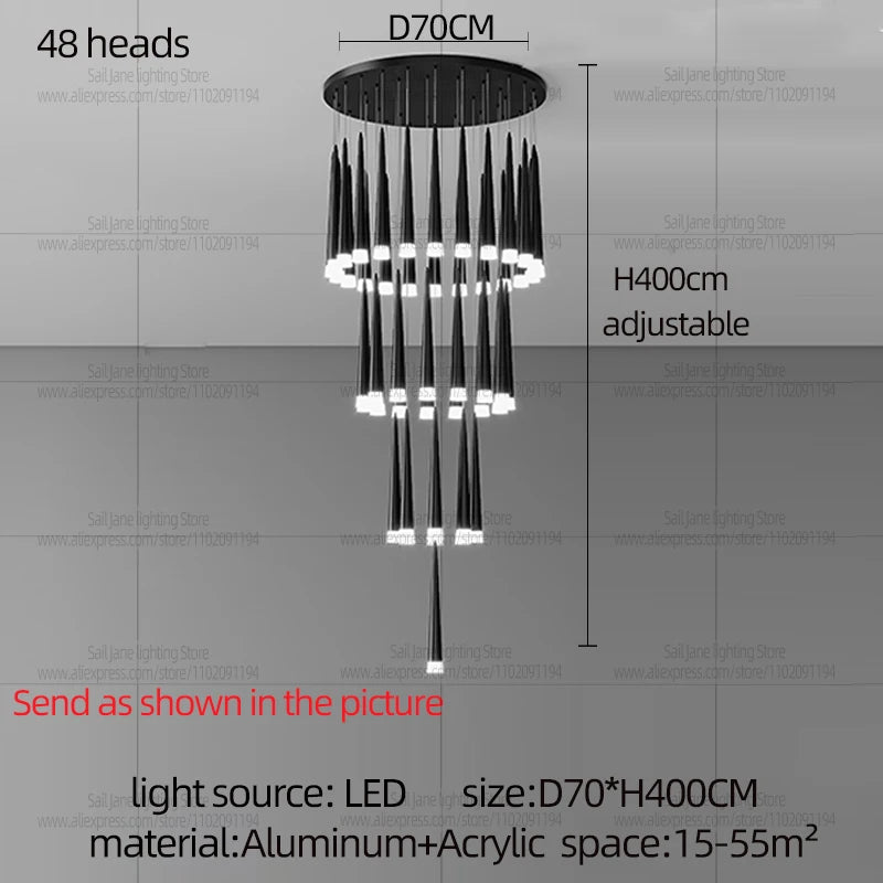 Modern Long Stairs Chandelier Living Room Attic Ceiling Light Home Decoration Pendent Lamp Dining Room Decoration Pendant Light