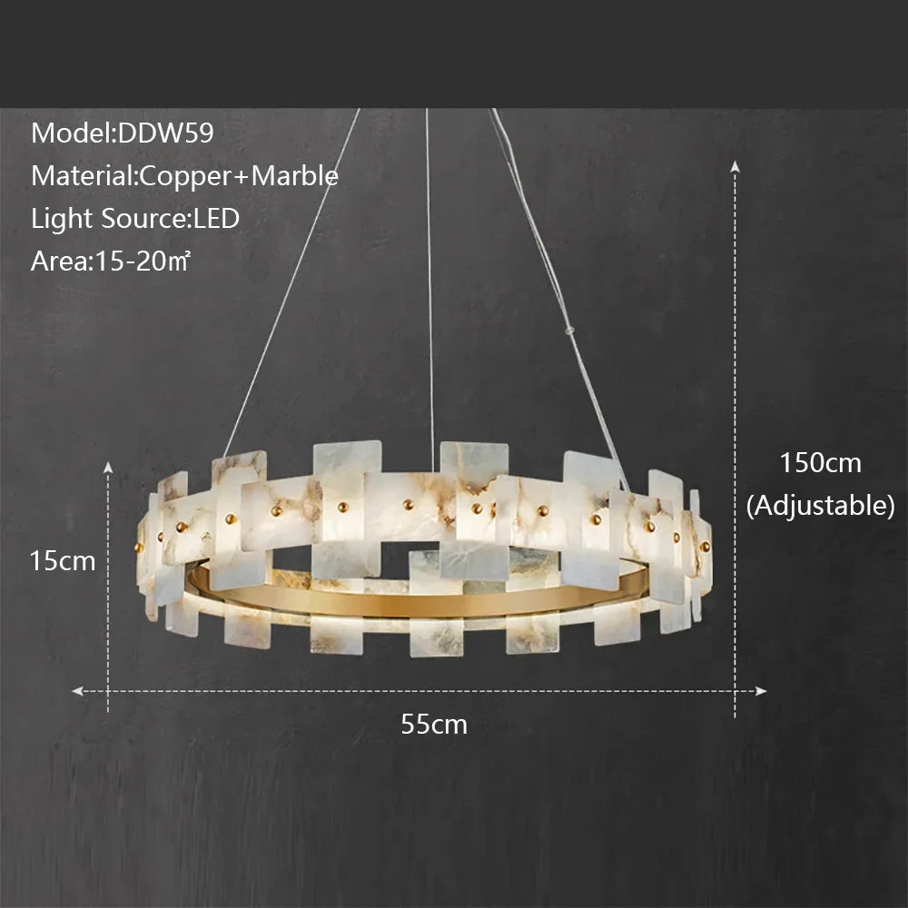 Modern LED Chandeliers Lighting For Living Room Foyer Bedroom Restaurant Pendant Lamps Natural Marble Decoration Lustre Fixtures