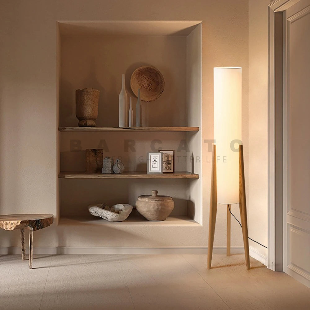 Japanese Retro Wabi - sabi Solid Wood Floor Lamp Study Hotel Art Decorative Corner Standing Lamp Living Room Bedroom Café's E27 Lamp