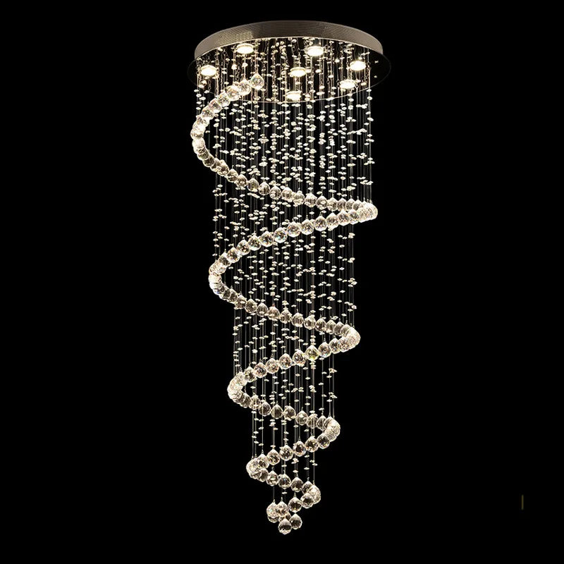 Spiral Crystal LED Ceiling Chandelier Light For Bedroom Living Room Suspension Lustre Corridor Staircase Hanging Lamp Fixture