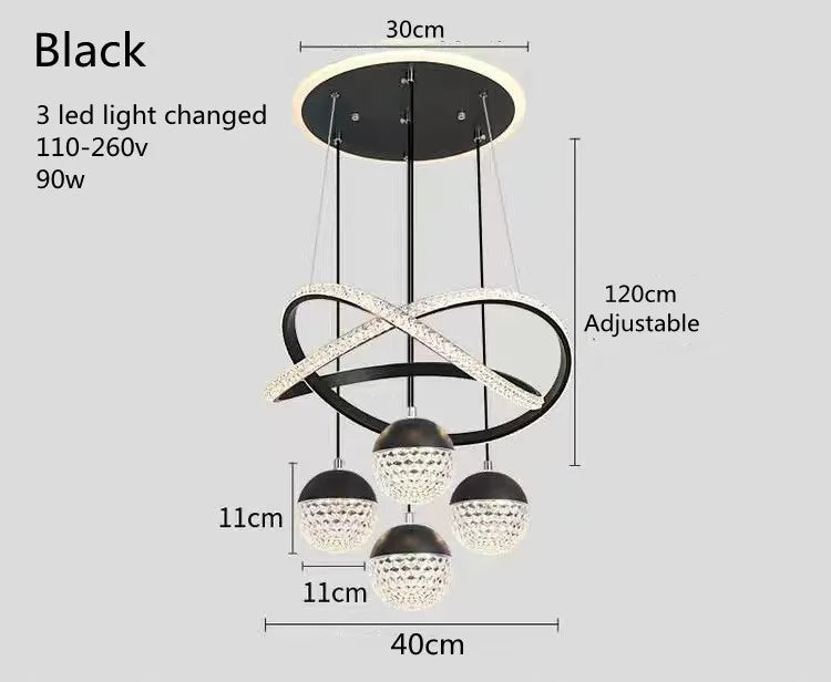 Modern Dining Room led Chandelier Lighting Three LED Colors Nordic Restaurant Lighting Living Room Chandelier Hanging Lamp