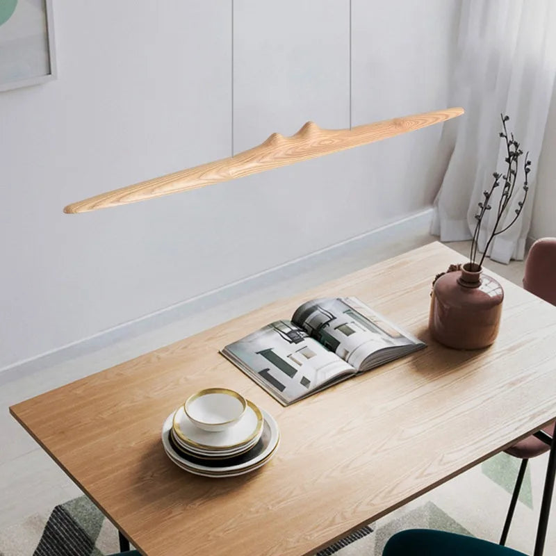 Zen-Style Ancient-Style Black Walnut Solid Wood Long Strip Lamp For Restaurant New Chinese-Style Tea Room - Office Pendant Lamp