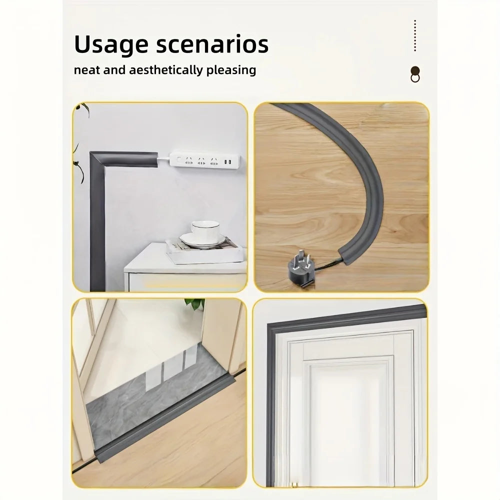 Self-Adhesive PVC Cable Protector Cover - Flexible Wear-Resistant Cord Organizer