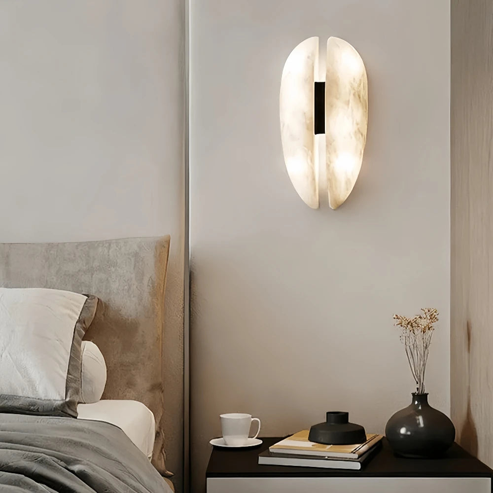 Italian Luxury Marble Wall Sconce Marble Copper Designer Wall Lamp for Villa Hotel Corridor Bedroom Background Aisle Wall Decor