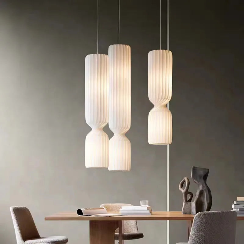 Nordic pleated Floor Lamp wabi- sabi white Fabric Lamp For Living Room Bedroom Loft Decors LED corner long strip Standing Light