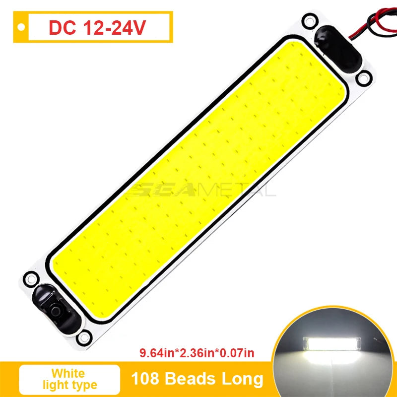 12-24V LED Car Interior Light Bar - Ceiling Reading Lamp with On/Off Switch