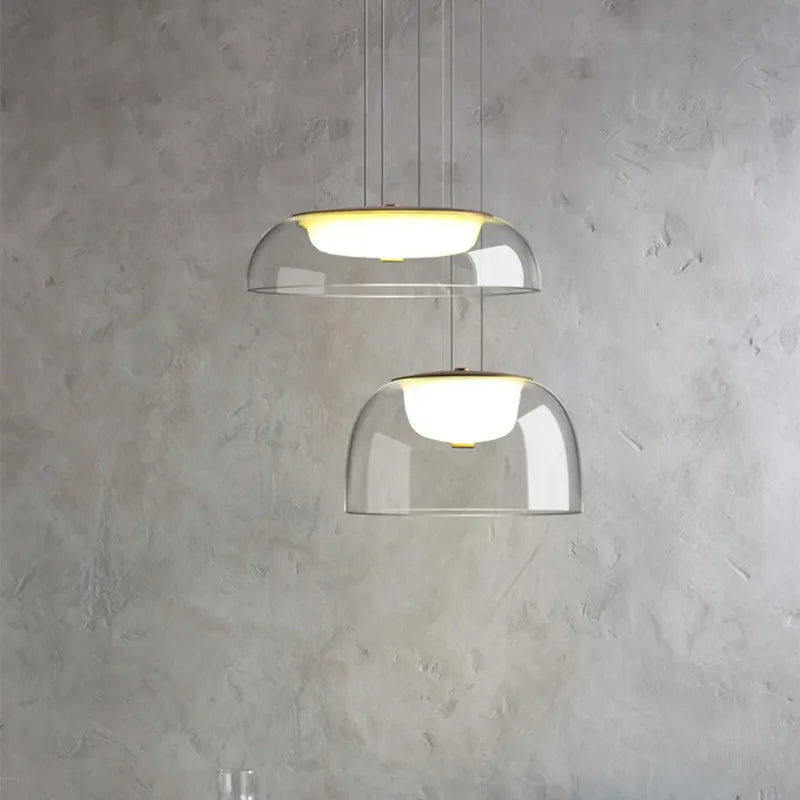 Modern Led Glass Pendant Light Bedroom Transparent Hanging Lamp Nordic Living Dining Room Lighting Kitchen Bar Suspension Lights
