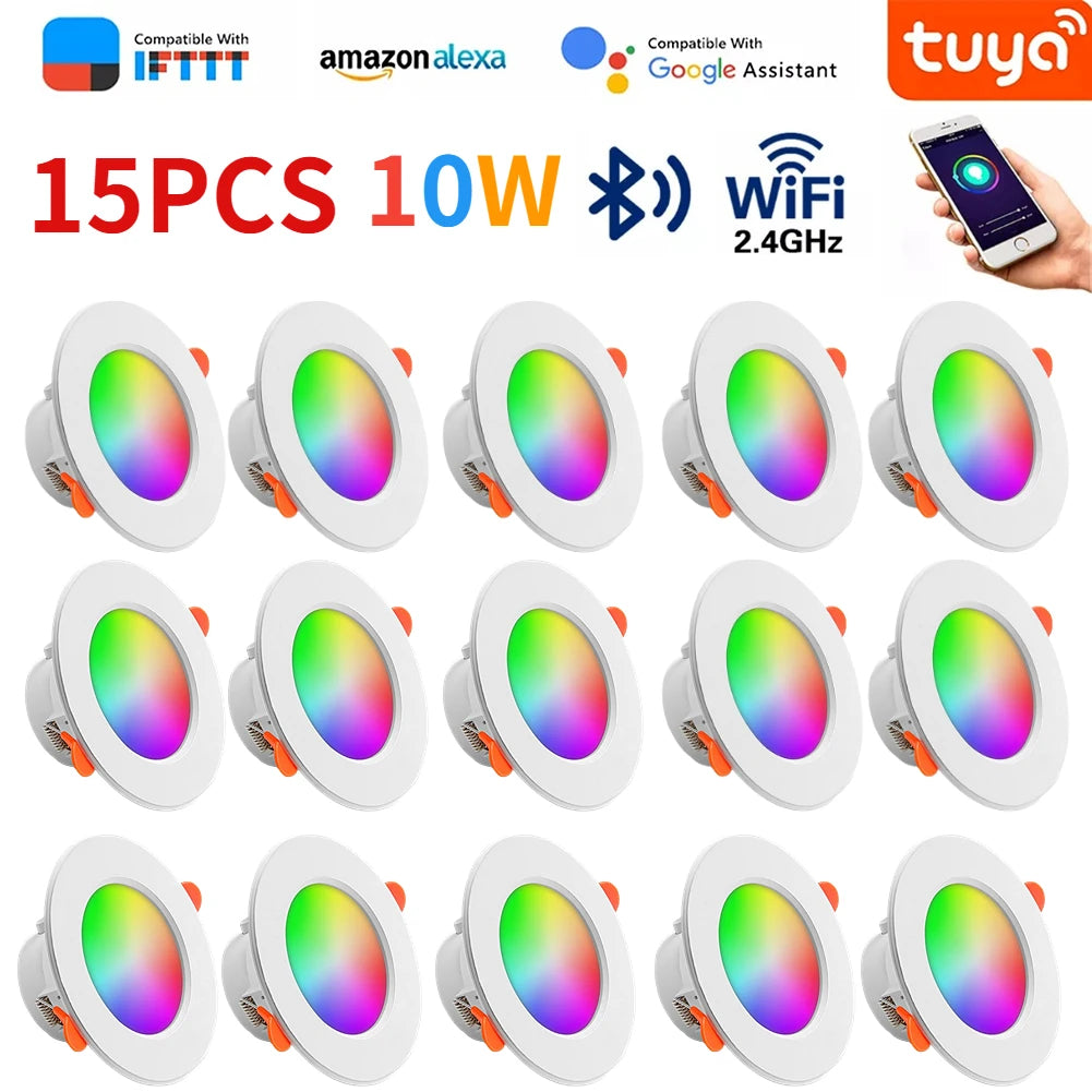 LED Downlight Smart Life Dimming Spot Bluetooth Lamp 10W RGB+CW+WW Change Warm Smart Lamp Work with Alexa Google Home