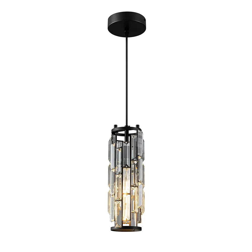 Modern Pendant Light Mini Crystal Chandeliers Adjustable Fixture for Kitchen Island Dinning Room Bedroom Black Chrome 3-Light