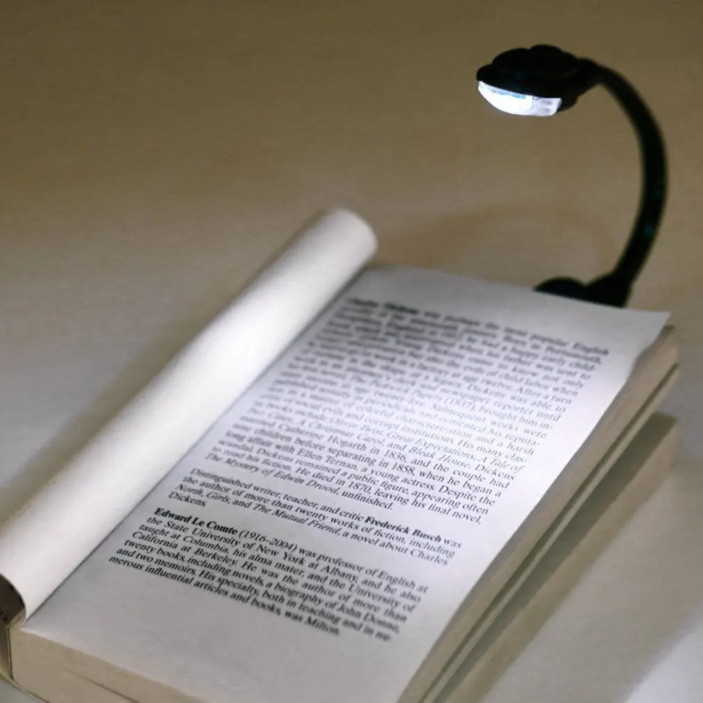 Mini Flexible Clip-On Bright Book Light Laptop White LED Book Reading Light Lamp Compact Portable Student Dormitory Lights