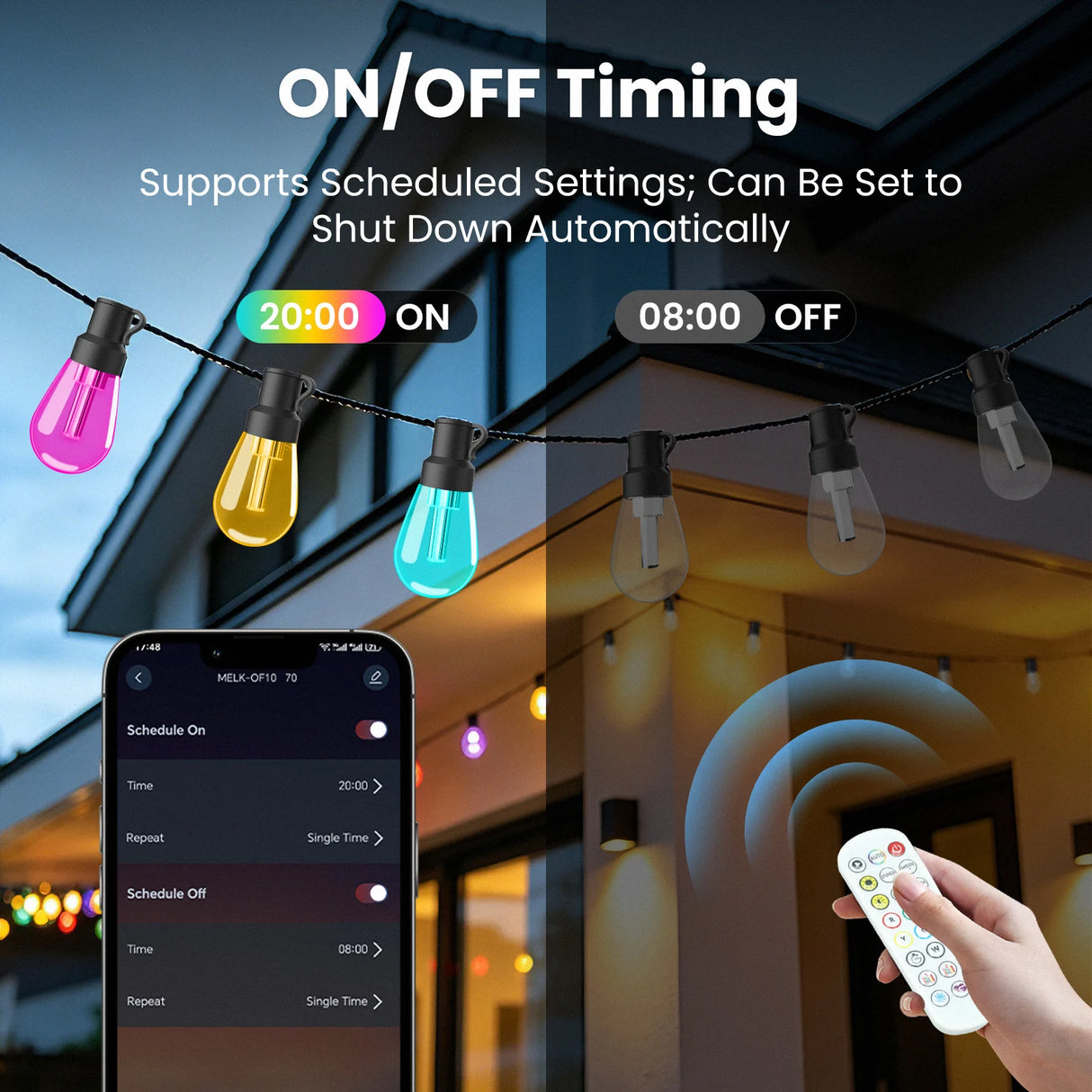 400ft Smart Outdoor Bulb String Lights APP Control RGBIC LED Bulbs Lights IP67 2.4 GHz Bluetooth Music Sync Garden Outdoor Decor
