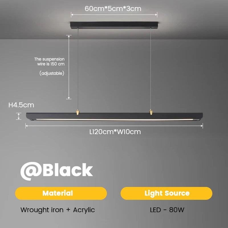 Modern Minimalist Dining Room Chandelier LED Pendant Lamp for Dining Table Restaurant Cafe Bar Office Hanging Lights Long Strip