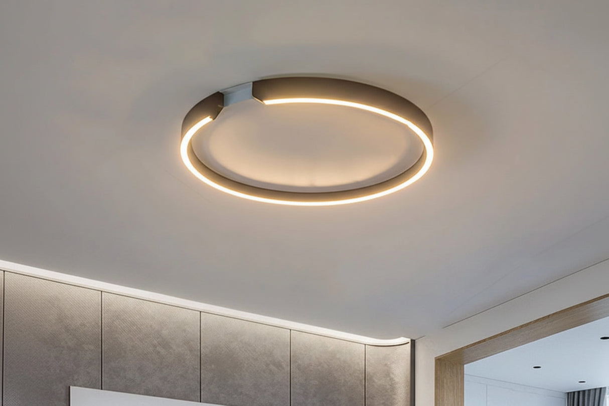 Rose Gold LED Ceiling Light - Modern Circular Dimmable Flush Mount Lamp