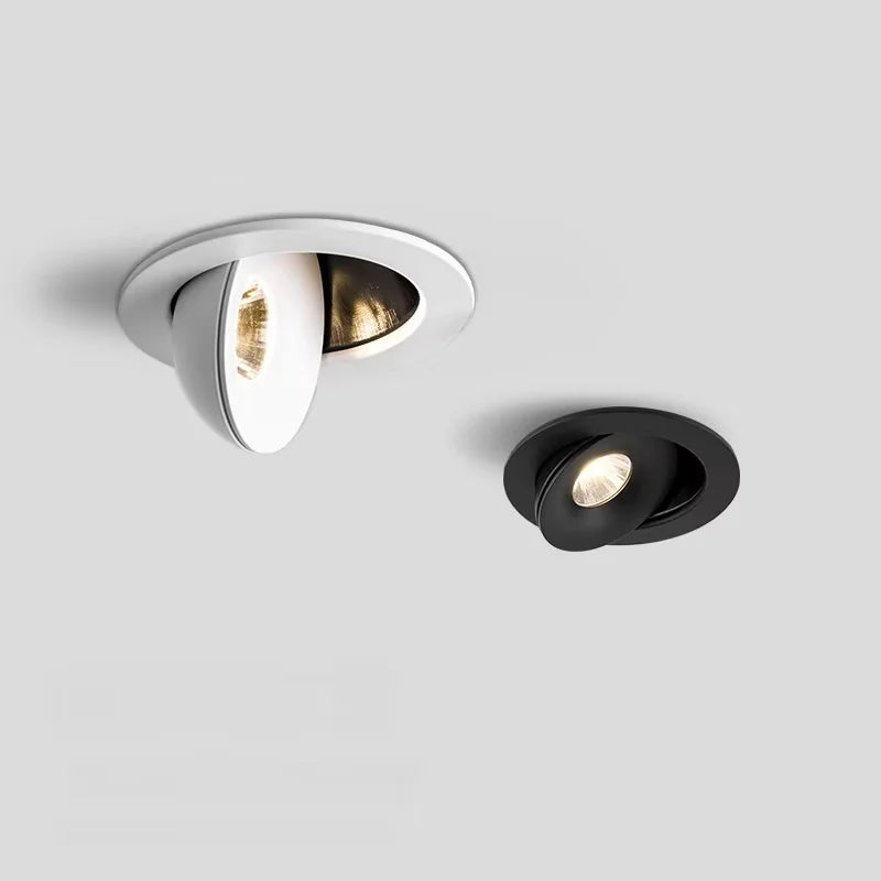 Adjustable Embedded LED Downlights COB Recessed Ceiling Lamp White/Black for Indoor Living Room AC110V/220V Dimmable 360°