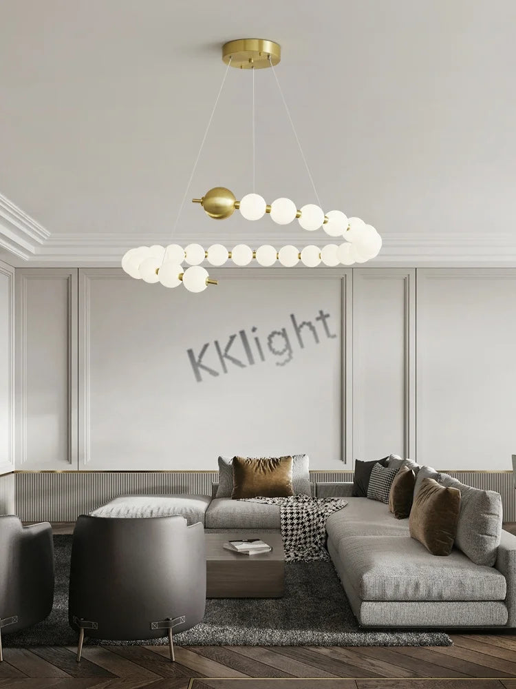 Modern All Copper LED Chandelier Ligthing Lustre Living Dining Room kitchen Art Decor Pendant Lights Indoor Hanging Lamp Fixture