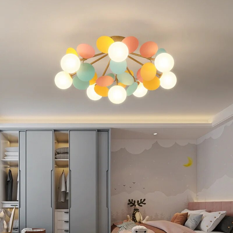 Nordic Kids Bedroom LED Chandelier Light Living Room Hanging Lamp Ceiling Mounted Light For Study Room Bar Aisle Home Decoration