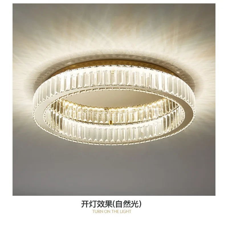Modern Simple Crystal Circle Lamp Ceiling Chandelier Living Room Bedroom Study Decorative Led Indoor Lighting Ceiling Light