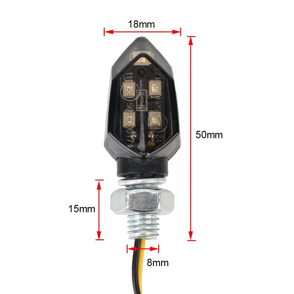 Super Bright Mini Motorcycle LED Turn Signal Lights (2 Pcs) - Universal Amber Blinker Indicators for Motorbikes & Scooters