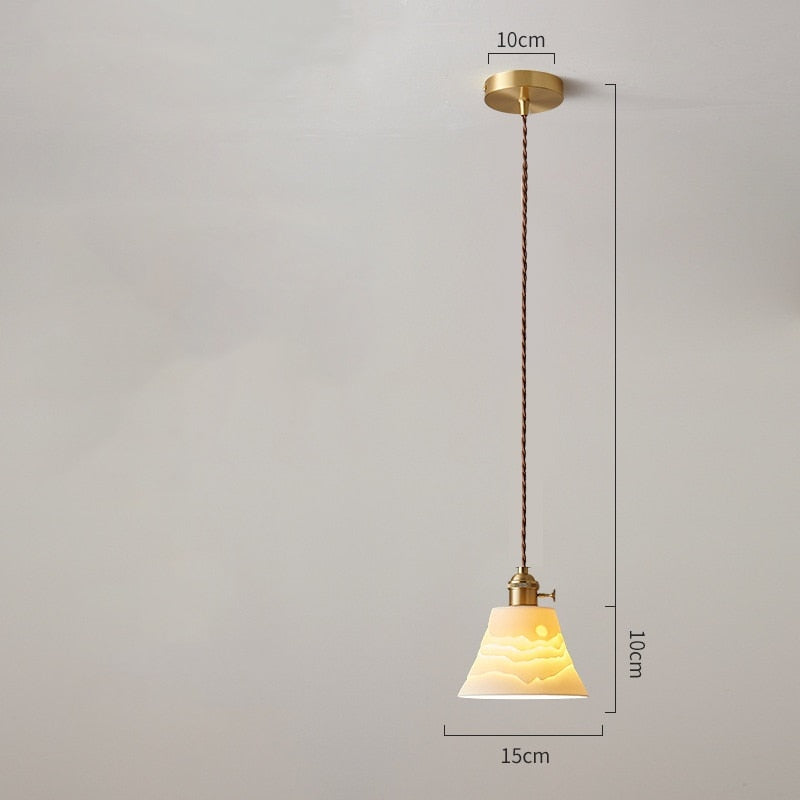 White Ceramic Brass Pendant Lights Fixtures Restaurant Bedroom Bedside Nordic Japanese Style Hanging Lamp LED Hanglampen