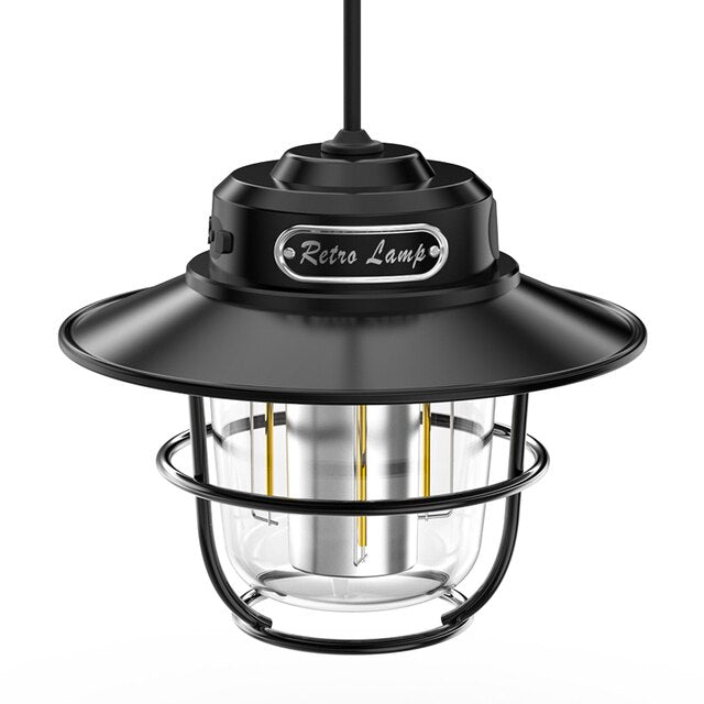 New Vintage Style LED Portable Lantern Built-in 18650 Battery 1200Mah Camping Light 3 Lighting Modes Outdoor Tent Torch Light
