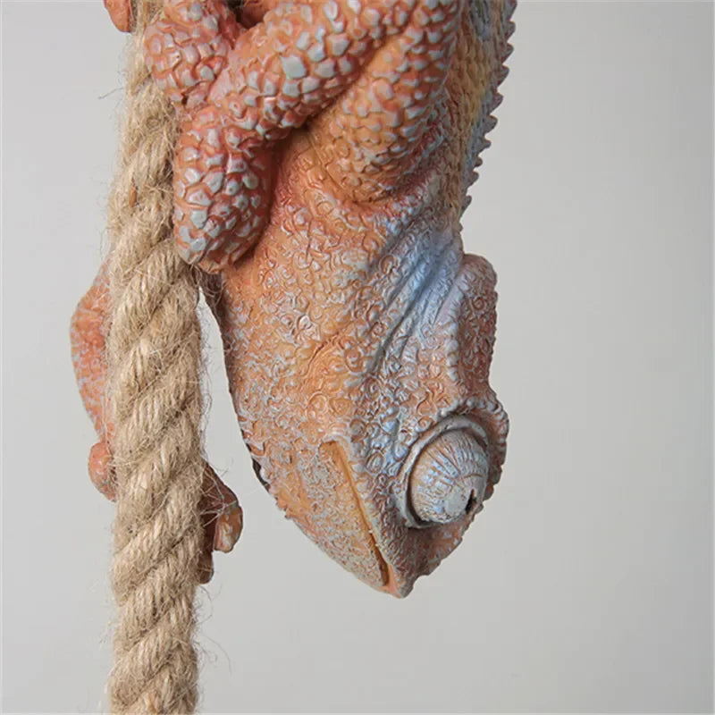 Retro Industrial Monkey Resin Pendant Light - Creative Chameleon Animal Hanging Lamp