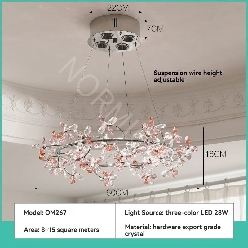 French Luxury Crystal Chandelier Romantic Princess Room Bedroom Master Light High-end Dining Room Crystal Wreath Light Fixture