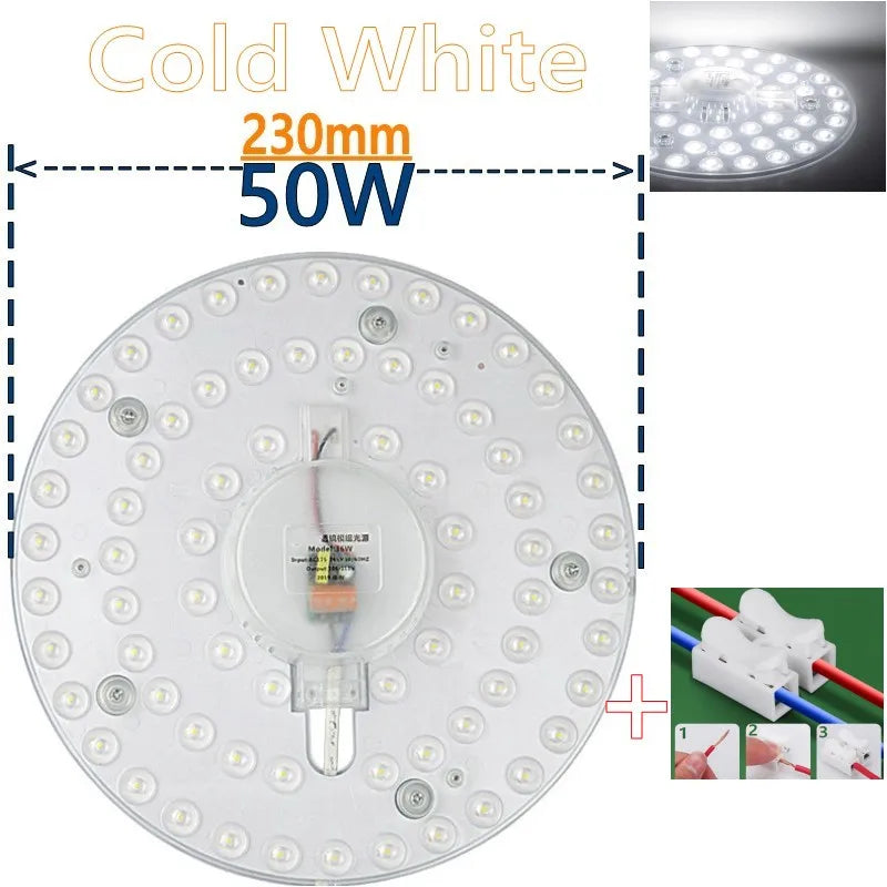 AC 220V–240V LED Ceiling Light Board Replacement (12W–50W) - Circular SMD LED PCB Module Plate for Round Lamp Repairs