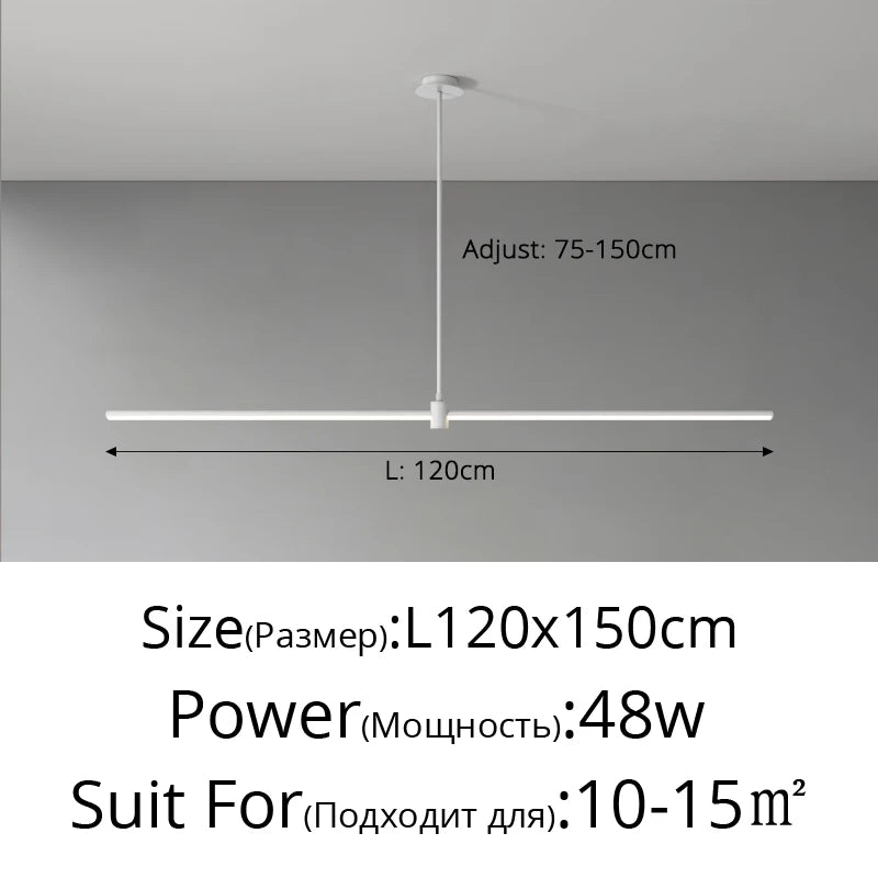 Modern Simplicity Long Linear LED Pendant Lights Strip Hanging Indoor Lamps for Office Table Kitchen Home Decoration Chandelier