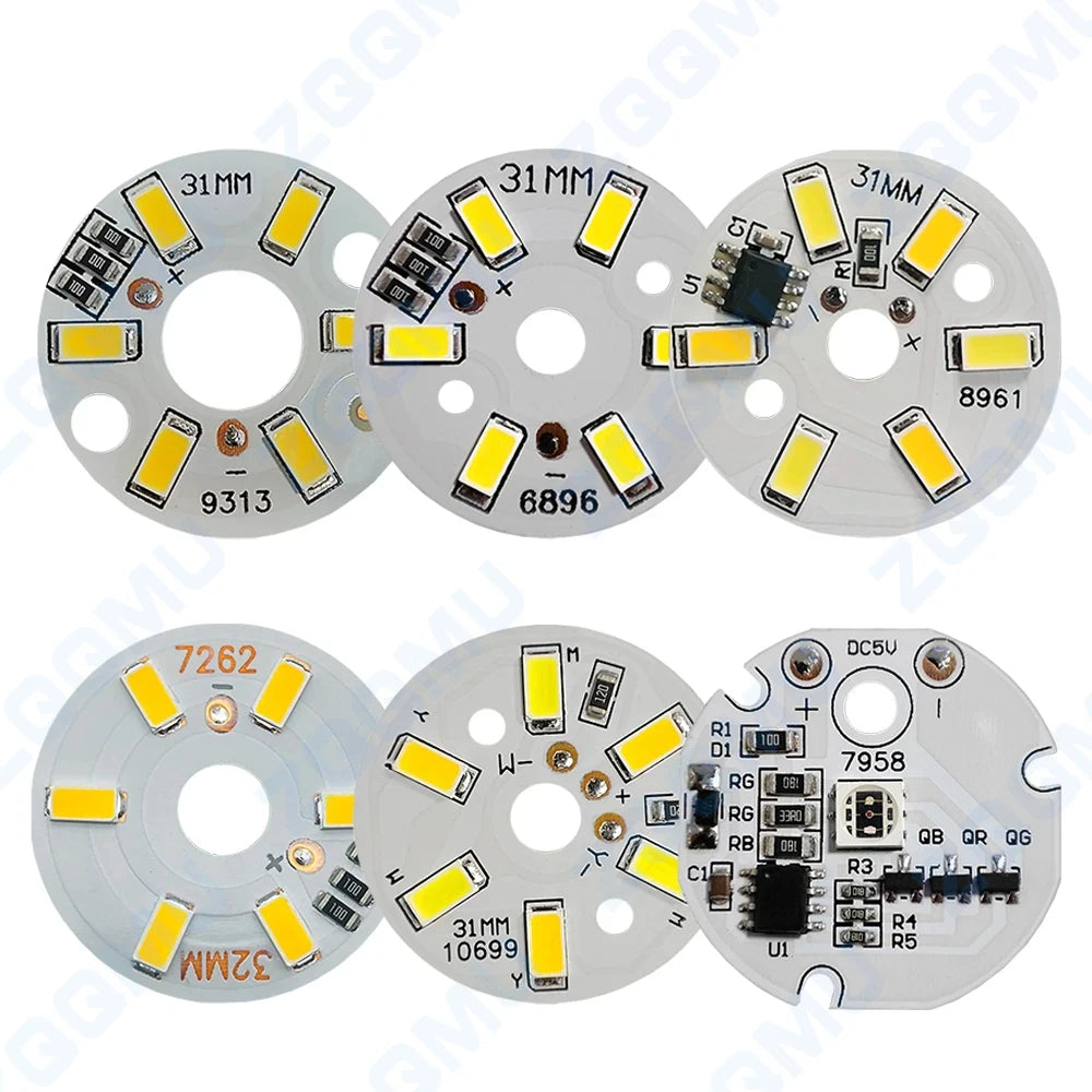 5-Pack 3W 5V LED Chips - Round DIY Light Source for Portable Lamps & M ...