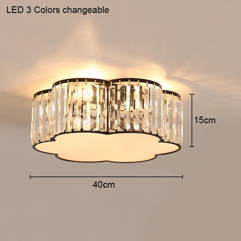 Modern Bedroom Round Square Geometric Shaped Crystal Ceiling Lamp Living Room Light Luxury Simple Design Led Flower Lighting